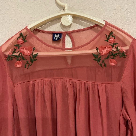 Route 66 Dress Boho Style Floral Embroidery Bell Sleeves Women’s Size Medium - Picture 2 of 10